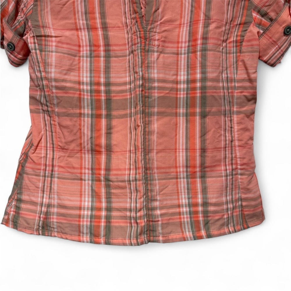 Woolrich Plaid Button-Up Short Sleeve Shirt Orange, Gorpcore Outdoors Cabin core - Picture 7 of 12